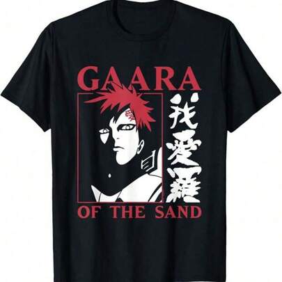 Unique Print Casual T-Shirt Narutos Shippuden Gaara Of The Sand T-Shirt Spring And Summer Vacation Stylish Tops, Men's&Women's Favorite Graphic Tees