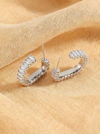 rakol 2 piezas Pendientes de aro y de botón con decoración de circonita cúbica clásica, de moda