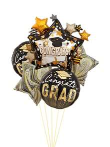 1 Set Graduation Balloon Bouquet Party Backdrop Photo Props Doctoral Cap Decoration - Multicolor - View 4