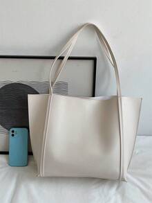 Women's Fashionable Large Capacity Shoulder Tote Bag For Daily Commute - White - View 5