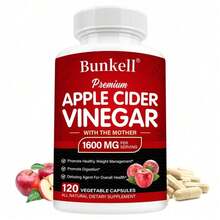 Vinagre de sidra de manzana (1600 mg por ración) -  refuerzo inmunitario - 120 cápsulas - 1 botella - Ver 7