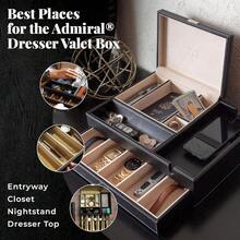 Mens Jewelry Box Nightstand Organizer - Everyday Carry Valet Tray For Men - Watch And Jewelry Box For Men With Large Smartphone Charging Station - Mens Jewelry Organizer And Valet Box - Ivory - View 4
