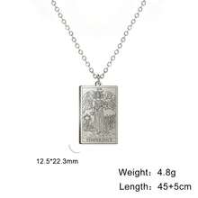 TEAMER Stainless Steel Tarot Cards Necklace Vintage Tarot Jewelry Good Luck Amulet Pendants For Women{Inchcolor_nameinch:InchSilver-TEMPERANCEinch} - 銀-節制 - 查看 8
