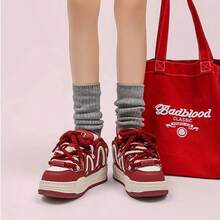 All-Season Platform Height-Increasing Christmas Red Original Loaf Shoes Outdoor Skateboard Sports Casual Shoes For Men And Women - 紅色 - 查看 3
