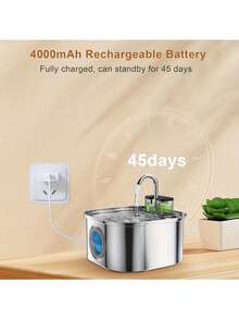 Automatic Wireless Cat Water Dispenser - Stainless Steel Pet Water Feeder, USB/18650 Battery Powered, Large Capacity 3.2L/108oz, Leak-Proof Design, No Filter Needed, Indoor Cat Use - Ideal Gift For Pet Owners, Durable Water Dispenser - Multicolor - View 8