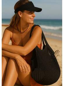 Sun Kit Bag + Simple Black Visor, Sexy Beach Vacation - 黑色 - 查看 4