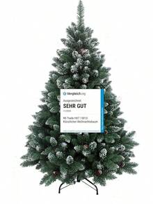 RS Trade HXT Series Artificial Christmas Trees 120-270 Cm, Flame Retardant Fir Trees With Quick Assembly Folding System Incl.Metal Christmas Tree Stand - Natural Snow - View 1