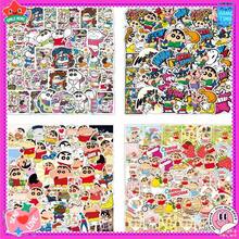 一套50张可爱蜡笔小新贴纸，趣味表情，DIY卡通手机壳，笔记本装饰计划本贴纸，适用于装饰手机、笔记本电脑、行李箱、水杯、滑板、笔记本和吉他。