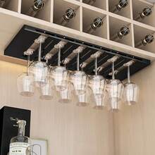 Portavasos de acero inoxidable para debajo del gabinete, estante para Bar, ahorro de espacio, estante de almacenamiento, ganchos colgantes, soporte para copa de Pokal