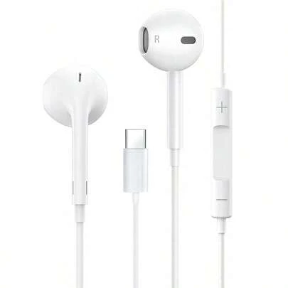 Type-C Jack In-Ear Headphones Mobile Phone Wired Earphone Gaming Earbuds Voice Call Noise Reduction Android Suitable For Men And Women Gift Sports White High Sound Quality Clear Bass Compatible With Most USB-C/Type-C Jack Interface Devices,Type-C In-Ear Headphones | Noise Isolation, Stereo Sound, Volume Control, Compatible With IPhone 15/16 Pro/17 Air/17 Pro Max And Most USB-C Devices, Gaming Headset For Mobile And PC