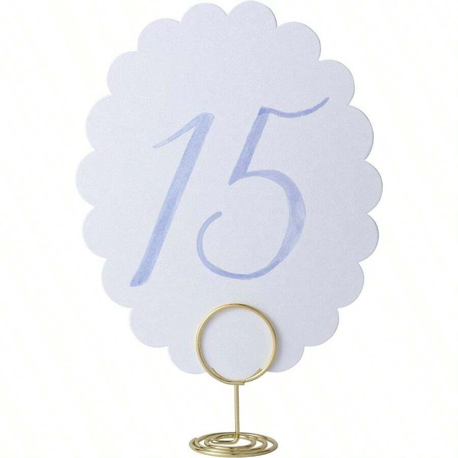 Wedding Table Numbers 1 - 20 Wedding Reception With Gold Holders Scalloped Blue - Màu xanh vỏ sò - Xem 1