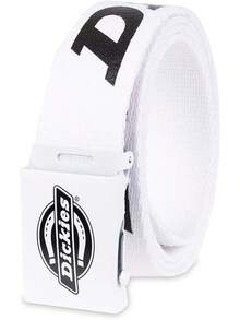 Cinturón de algodón para hombre con hebilla de logotipo militar - Blanco/Negro - Ver 12