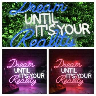 [Neon Sign] Blue White Neon Sign For Wall Art Decor | Dream UNTIL IT's YOUR Reality Larger Acrylic Neon Light For Bedroom Decorations , Wall Decoration , Outdoor Christmas Decoration ,Christmas Gift,Christmas Window Lights,Men Gifts,Dinosaur,Christmas Light,Christmas Tree Decorations,Funny Gifts,