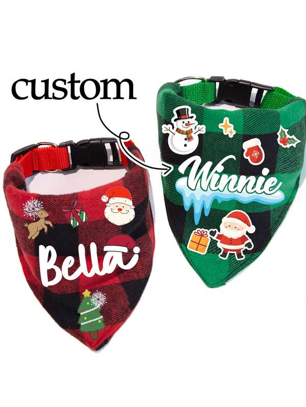 1 pezzo Bandana natalizia personalizzata per cani, collare natalizio regolabile personalizzato, asciugamano per la saliva del cane, collana costume per cani di taglia piccola sotto i 15 libbre, ideale come ripieno di calza di Natale