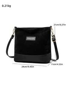 Women's Fashionable Retro Ankola Red Shoulder Bag, Soft Suede-Like Texture, Lightweight Shoulder Bag For Cosmetics And Lipstick Storage - Black - View 4
