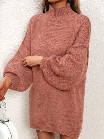 [Topper] Höst/vinter Nyheter – Sloppande ballongärmad polotröja för kvinnor Mjuk stickad tröja i vintagestil, samma enkla stil som koreanska influencers sett. Ins-godkänt lager-på-lager-vänligt plagg som även fungerar som en svanringad tröjklänning. Cool tjej-mys möter söt femininitet: Ljusar omedelbart upp hudtonen samtidigt som den erbjuder avslappnad lyx.