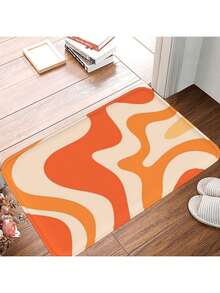 Tangerine Liquid Swirl Retro Modern Abstract Pattern Bathroom Rugs Soft Absorbent Memory Foam Bath Mats Set, Dry Fast Bath Mat, Machine Washable Bath Rug Set For Bathroom - 白色 - 查看 1