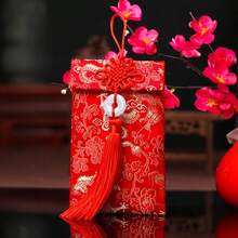 2pcs Chinese Knot Silk Red Packet Card Envelope Gift Pack Red Lucky Money Bag Suitable For New Year, New Year, Wedding Jade Pendant, Chinese New Year Thanksgiving Gift(Purely Handmade, Each Pattern Will Be Different) - Multicolor - View 4