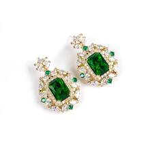 3 Pieces/Set Of Crystal Colored Stone Pendant Necklace Earrings Set, Fashionable And Luxurious, Suitable For Women's Gatherings Or Banquets