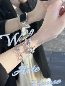 1 pieza de correa de metal con diamantes de estrella de mar calada compatible con Apple Watch de 38/40/41/42/44/45/46/49mm, compatible con Ultra/Se10/9/8/7/6/5/4/3/2/1 - Multicolor - Ver 1