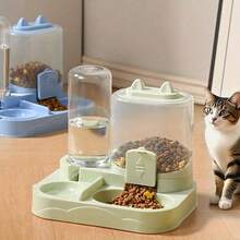 1 Set 2-In-1 Cat Feeding & Drinking Station, Cat Food & Water Bowls - Detachable & Washable Feeding & Drinking Station, Suitable For Kittens, No Electricity Needed, Easy To Clean - Multicolor - View 1