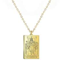 TEAMER Stainless Steel Tarot Cards Necklace Vintage Tarot Jewelry Good Luck Amulet Pendants For Women{Inchcolor_nameinch:InchGold-THEEMPERORinch} - 黃金-THEEMPEROR - 查看 1