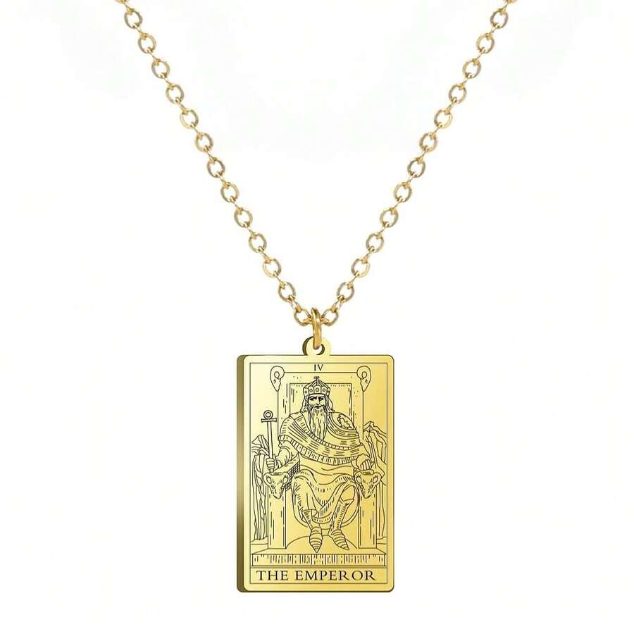 TEAMER Stainless Steel Tarot Cards Necklace Vintage Tarot Jewelry Good Luck Amulet Pendants For Women{Inchcolor_nameinch:InchGold-THEEMPERORinch} - 黃金-THEEMPEROR - 查看 1