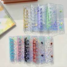 A7 Colorful Transparent Star Loose-Leaf Binder, Transparent Sticker Book, Seal Book Sticker Backing, Stamp Album, Miniature Book, 3D Stickers, Sticker Book, Photo Storage Bag, Book Cover, Trading Card Box, Can Be Used As Photo Album, Budget Planner, Diary, Notebook, Office Supplies - Multicolor - View 6
