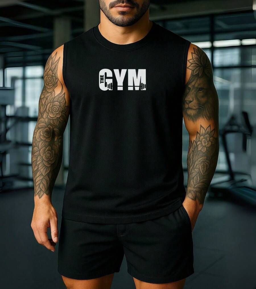 Men's Tank Top Basic Workout/Gym Top - 黑色 - 查看 1