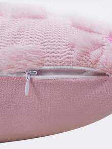 1/2Pcs Farmhouse Pink Bow Pillowcase Plush Square Single-Sided Pillow Cover Living Room Sofa Bedroom Home Decoration Car Cushion Cover Without Pillow Core - Pink - View 4