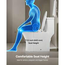 One-Piece Toilet, Elongated Toilet Vortex Dual-Flush 1.0/1.28 GPF, Toilets For Bathroom With Comfortable Chair Seat, Standard Height, Easy-Clean Skirted Design, 12 Inch Rough-In, White + Silver - 12 inch 17 inch 1.0/1.28gpf trắng sáng + bạc - Xem 6