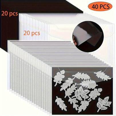 40pcs Die-Cutting Stamp Storage Pouches And Magnetic Sheets Set, Black, Sturdy Seal And Mold Organizer For DIY Scrapbooking