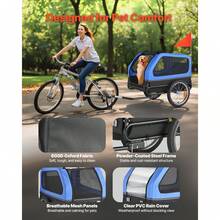Dog Bike Trailer, Supports Up To 88 Lbs, Pet Cart Bicycle Carrier For Small & Large Dogs, Easy Folding Frame With Quick Release Wheel, Universal Bicycle Coupler, Reflector, Flag, Internal Leash - 88 lbs for Small & Large Dogs - 查看 4