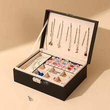 1-Piece Multi-Color Double-Layer Leather Jewelry Box, Jewelry Organizer, Jewelry Storage - Multicolor - View 16