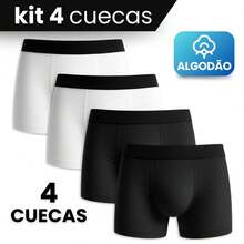 Set Of 4 Men's Boxer Briefs, Premium Cotton, Comfortable For Adults - Đen và trắng - Xem 1