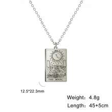 TEAMER Stainless Steel Tarot Cards Necklace Vintage Tarot Jewelry Good Luck Amulet Pendants For Women{Inchcolor_nameinch:InchSilver-THEMOONinch} - 銀色-THEMOON - 查看 8