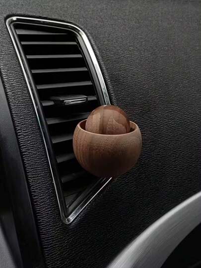 1 Set de Difusor de Coche Hecho a Mano con Cuentas de Madera, Difusor de Fragancia de Coche de Color Negro Nuez Natural, Adecuado para Rejilla de Ventilación de Coche, Difusor de Aceite Esencial de Fragancia de Coche, Sin Fragancia Incluida