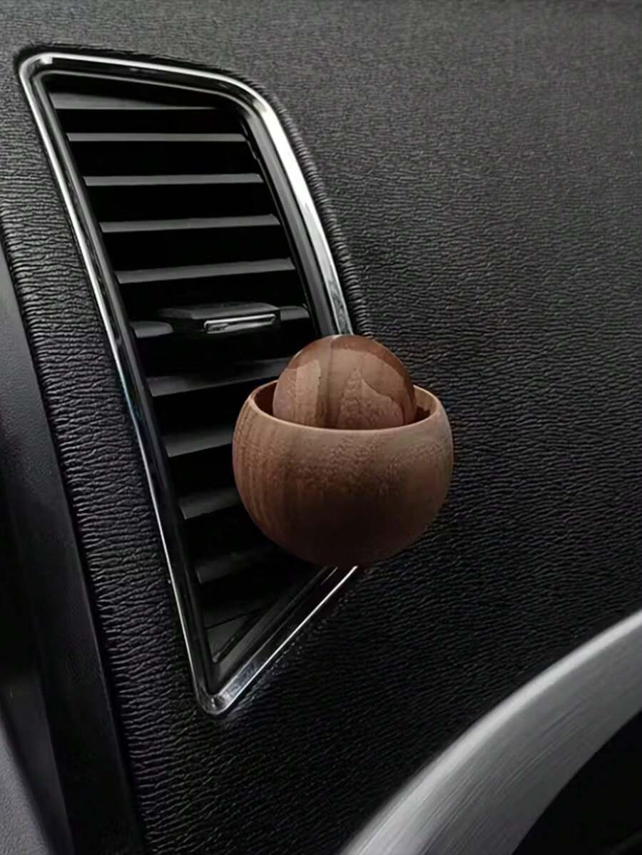 1 Set Handmade Car Diffuser Wooden Beads, Natural Black Walnut Color Car Fragrance Diffuser, Suitable For Car Air Vent, Car Fragrance Essential Oil Diffuser, No Fragrance Included - Multicolor - View 1
