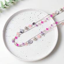 Noessla Layered Long Necklaces For Women Crystal Beaded Statement Necklace Sweater Silver Chain With Gifts Box Jewelry{Inchcolor_nameinch:InchHotpinkinch} - 亮粉紅色 - 查看 9