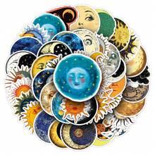 50张复古神秘太阳、月亮、星空贴纸，可重复使用，创意十足，适合万圣节、圣诞节、复活节等节日装饰，也可用于DIY装饰水瓶、笔记本电脑、滑板等，充满活力，美观大方，是日记本、剪贴簿、派对用品的理想之选，尤其适合冬季和新年剪贴簿等场合。 - 彩色 - 查看 8