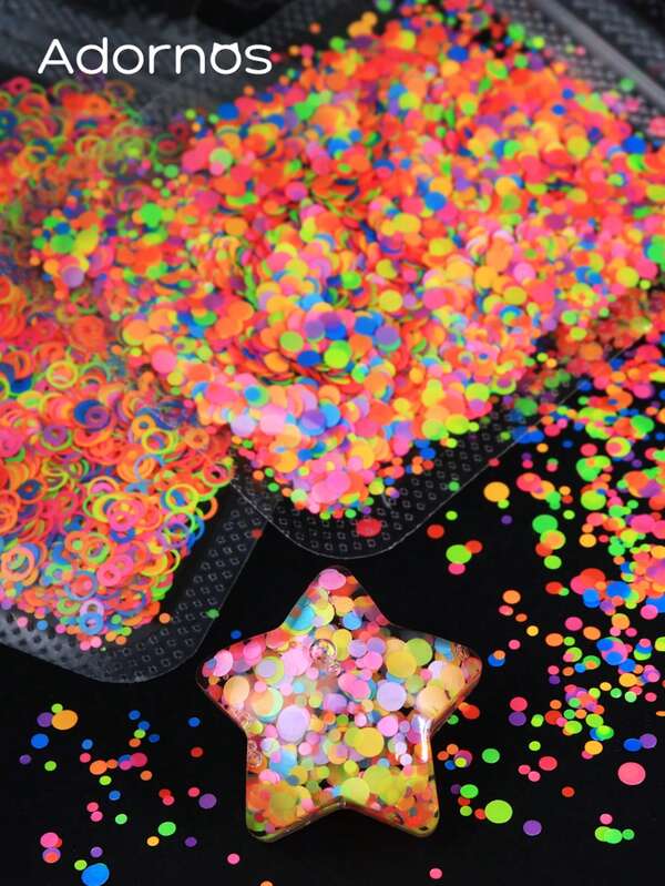 Fluorescent Bubble Round Sequins Nails Decoration Mixed Hollow Round Glitter Flakes Manicure Accessories Bohemia Nail Charms