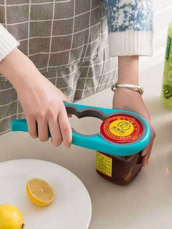 1PC Convenient Practical 4-In-1 Multi-Functional Can Opener Kitchen Home Bottle Opener Non-Slip Labor-Saving Lid Opener Premium Plastic With Rubber Coating Finger Grooves Slightly Raised Handle Blue Color Lightweight 30g Suitable For Home Cooking Camping Picnics Travel Gifting Perfect Gift For Friends Moms Daughters Home Cooks Limited To 1PC Per Customer Great For Opening Cans Bottles Jars Reducing Hand Fatigue & Simplifying Kitchen/Outdoor Tasks