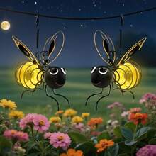 Outdoor Bee Lighting Decoration- Solar Powered Hanging Bee Decor With Bouncy Springs - Outdoor Hanging Solar Lights For Garden Decor, Yard, Patio, Porch And Birthday Gifts(Yellow) - Yellow - View 14