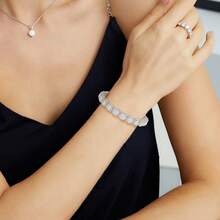 MDFUN Bracelete de Tênis Luxuoso Banhado a Ouro Branco 18K com Zircônia, Joias de Moda Presente para Aniversário, Aniversário