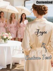 个性化伴娘睡袍、新娘及伴娘睡袍、缎面睡袍、婚礼睡袍、单身派对睡袍、伴娘礼物、伴娘邀请、生日睡袍、可折叠睡衣、舒适家居服、四季皆宜、精致节日及婚礼礼物 - 彩色 - 查看 2