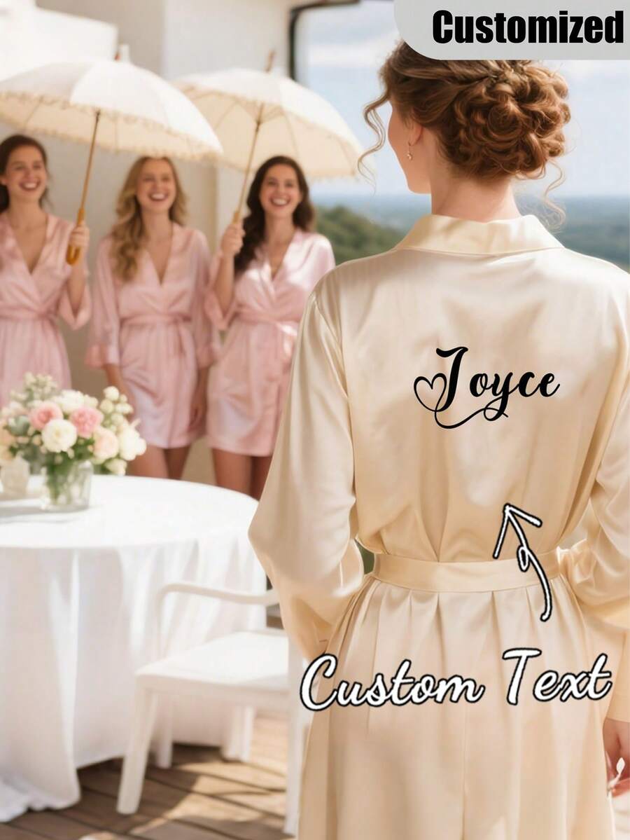 个性化伴娘睡袍、新娘及伴娘睡袍、缎面睡袍、婚礼睡袍、单身派对睡袍、伴娘礼物、伴娘邀请、生日睡袍、可折叠睡衣、舒适家居服、四季皆宜、精致节日及婚礼礼物
