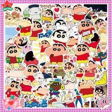 一套50张可爱蜡笔小新贴纸，趣味表情，DIY卡通手机壳，笔记本装饰计划本贴纸，适用于装饰手机、笔记本电脑、行李箱、水杯、滑板、笔记本和吉他。