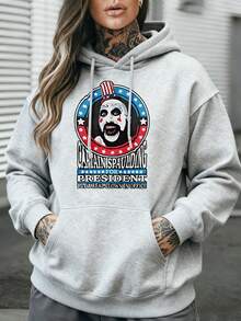 Women Hoodie Long Sleeve Sweatshirt Black Captain Spaulding  Print Graphic Design Political Statement Fashion Casual Wear Winter Clothes Women Fall Clothes Women Hoodies Outfit Women Long Sleeve Tops Women Ropa De Invierno Mujer Sweatshirts Women Sweatshirts - 灰色 - 查看 6