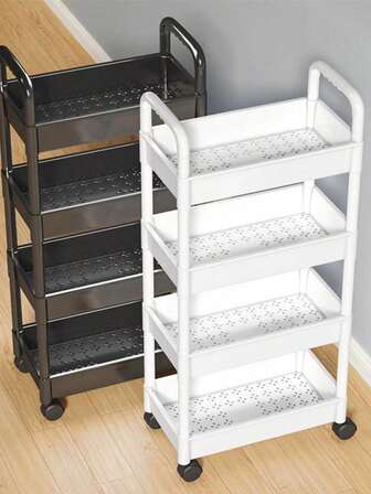 1个节省空间的3/4层置物架，浴室收纳架，落地式多层置物架，适用于浴室、厨房、办公室、客厅，易于组装，可移动，是理想的节日礼物