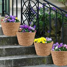 4 Pcs Large Premium Seagrass Planter Basket With Plastic Lining For Indoor Outdoor Plants Natural Stylish Woven Wicker Baskets With Protective Liner Ideal For Flower Pots Cover And Room Decor Dimensions 10.2x7.5x7.5 Inches - tự nhiên - Xem 6